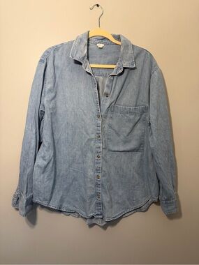 aerie Light Wash Denim Button-Up Shirt